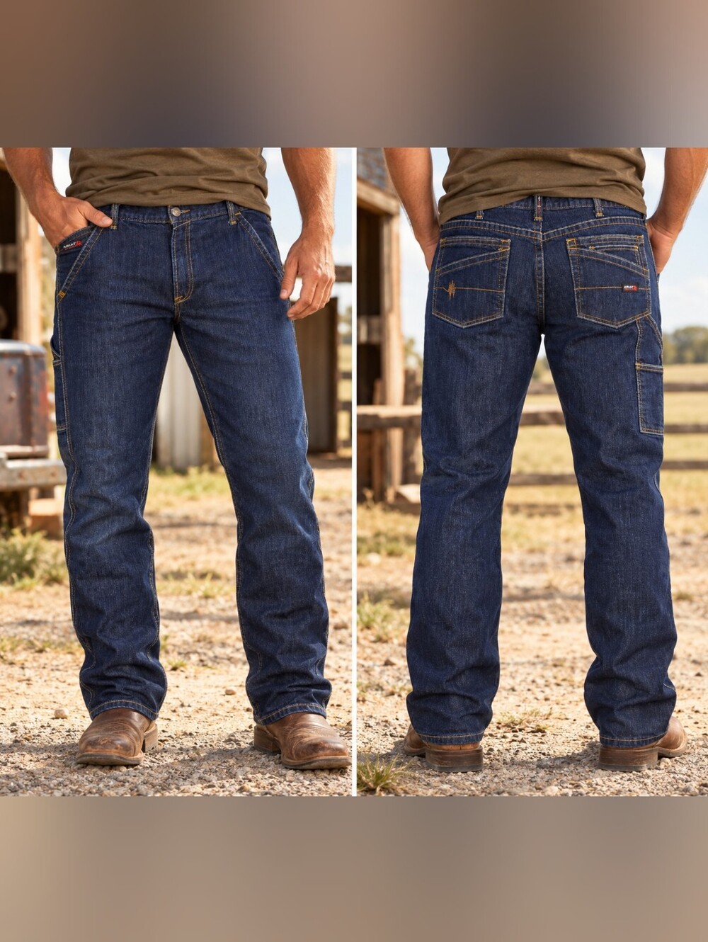 Ariat FRM7 Jeans 38 Dark Wash Slim Straight Western Workwear Ranch Utility Rodeo